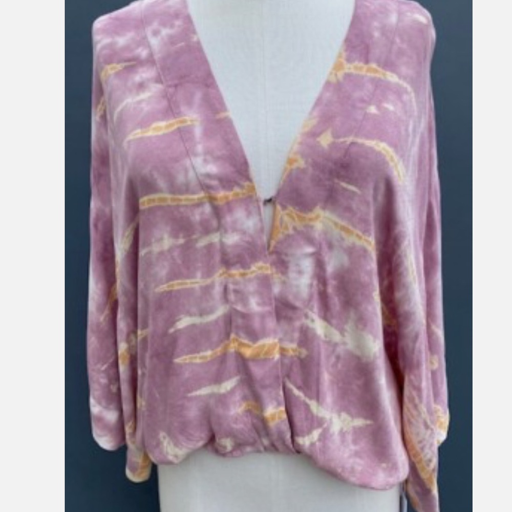 YFB - Young Fabulous & Broke Pink Tie-Dye V-Neck Blouse